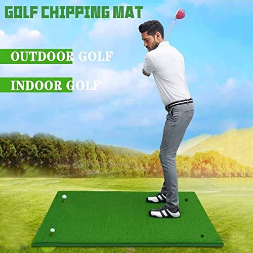 Golf Chipping Net and Mat Foldable for Men Women Swing Trainer Backyard Home Garden Outdoor Indoor (Black) - Golf Gift