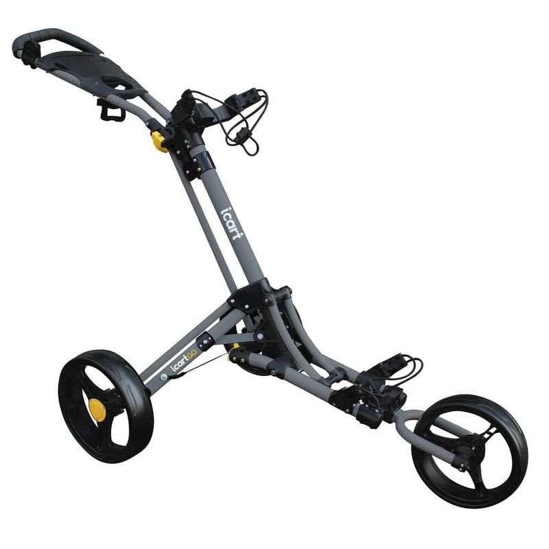 Masters Golf - iCart Go - 3 Wheel Push Trolley Grey/Black - Golf Gift