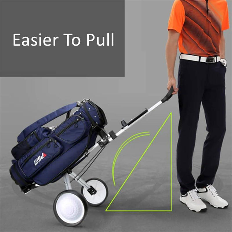 CuteHairy 2 Wheel Golf Cart, Portable Lightweight Folding Walking Roller, Lightweight 2 Wheels Golfs Bag Trolley with Elastic Strap, Golf Cart Holder For Outdoor Training - Golf Gift