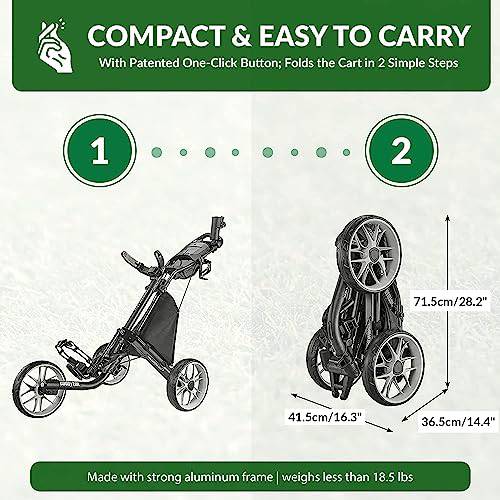 CaddyTek Unisex Caddylite V8 EZ-fold 3 Wheel Golf Push Cart Version 8, Blue, Blue - Golf Gift