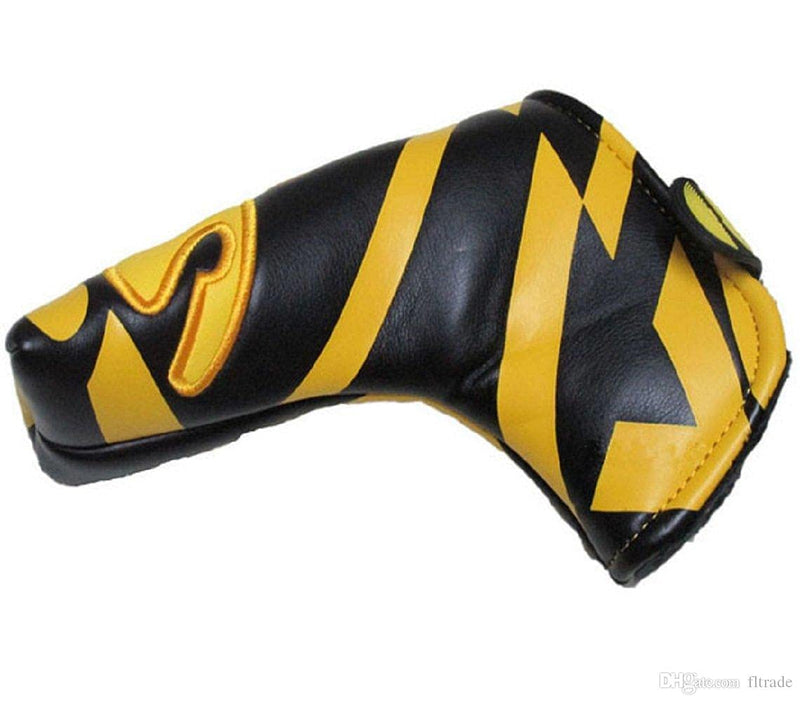 TOHMLAPE Golf Blade Putter Cover Headcover With PU Leather Velcro Closure,Yes Printed Patterned Design for Scotty Cameron Ping Ansor,Black & Yellow - Golf Gift