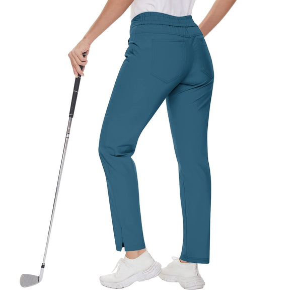 M MOTEEPI Golf Pants Women with Pockets Pull On Stretch Work Pants for Women Hiking Pants Lightweight, Navy Blue, S - Golf Gift