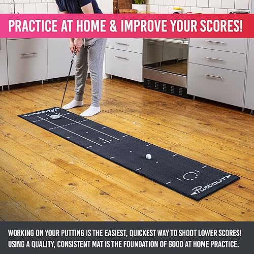 PuttOut Pro Golf Putting Mat - Perfect Your Putting, Grey, 240 x 50 cm - Golf Gift