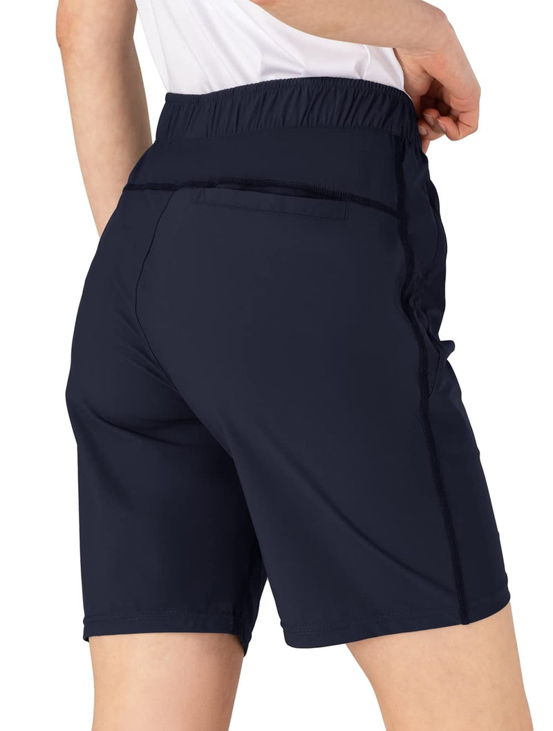 YSENTO Womens Golf Hiking Shorts Lightweight Quick Dry Outdoor Stretch Walking Shorts with Zip Pockets(Navy,L) - Golf Gift