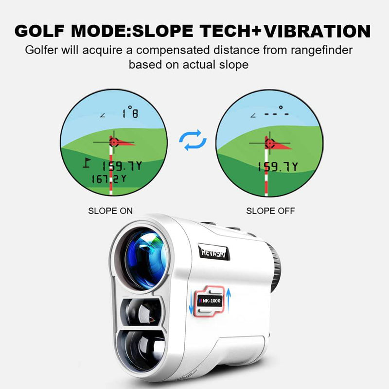 REVASRI Golf Rangefinder with Slope and Pin Lock Vibration, External Slope Switch for Golf Tournament Legal, Rangefinders with Rechargeable Battery 1000YDS Laser Range Finder - Golf Gift