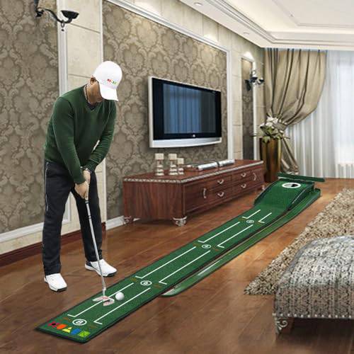 JIMITOP Putting Green Indoor Set,Long Putting Mat with Auto Ball Return,Suit for Men Gift Home Office - Golf Gift