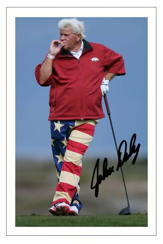 John Daly Signed 12x8 Inch Photo Print Pre Printed Signature Golf Autograph Gift Artwork, Wall Art - Golf Gift