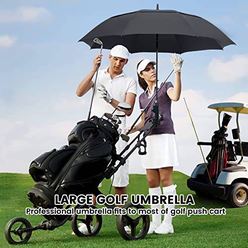 ZOMAKE Large Golf Umbrella Windproof Strong 54 Inch - Big Golfing Umbrellas Double Canopy Vented for Men - Extra Large Oversize Umberella's with Strap(Black) - Golf Gift