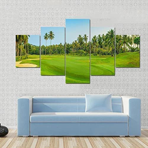 5 Panel Wall Art Picture Golf Course Prints On Canvas The With Frame 200 X 100 Cm Pictures Oil For Home Modern Decoration Print Decor For Living Room Hotel Restaurant Office Home Poster Wall Art Mura - Golf Gift