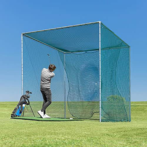 Freestanding 10ft x 10ft x 10ft Golf Practice Cage (Option To Add Driving Range Mat For Pro-Quality Practice) [Net World Sports] (Golf Cage Only) - Golf Gift