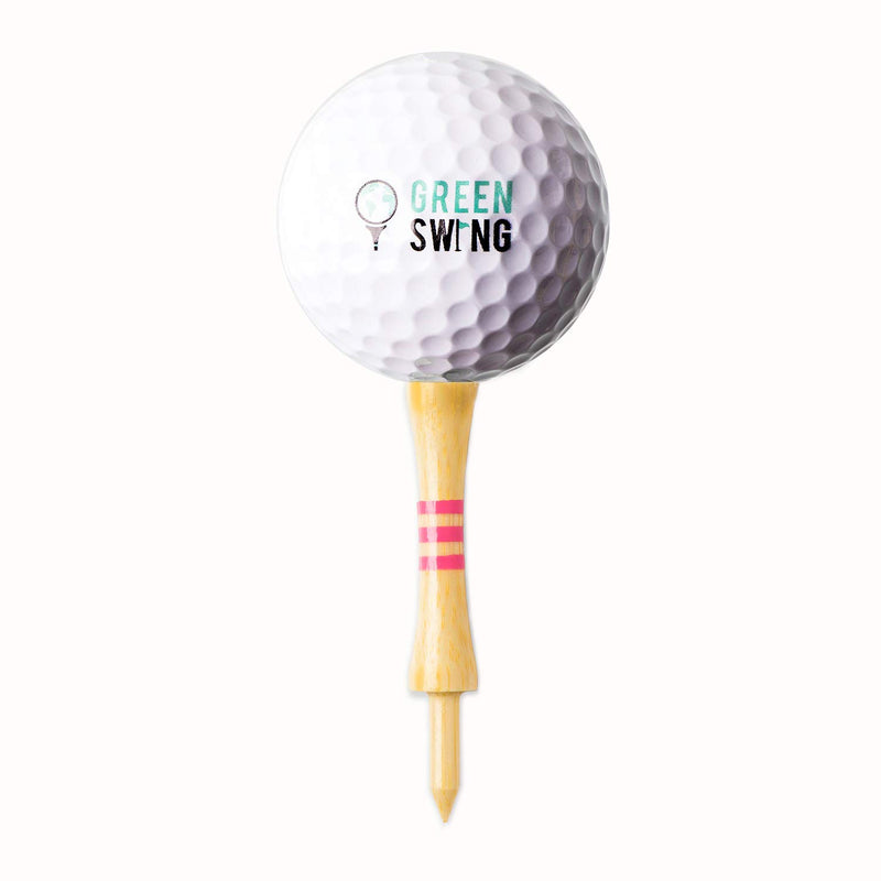 Green Swing Bamboo Golf Tees 60mm | Strong Sustainable Biodegradable | 20pcs | Pink Castle Tees - Golf Gift