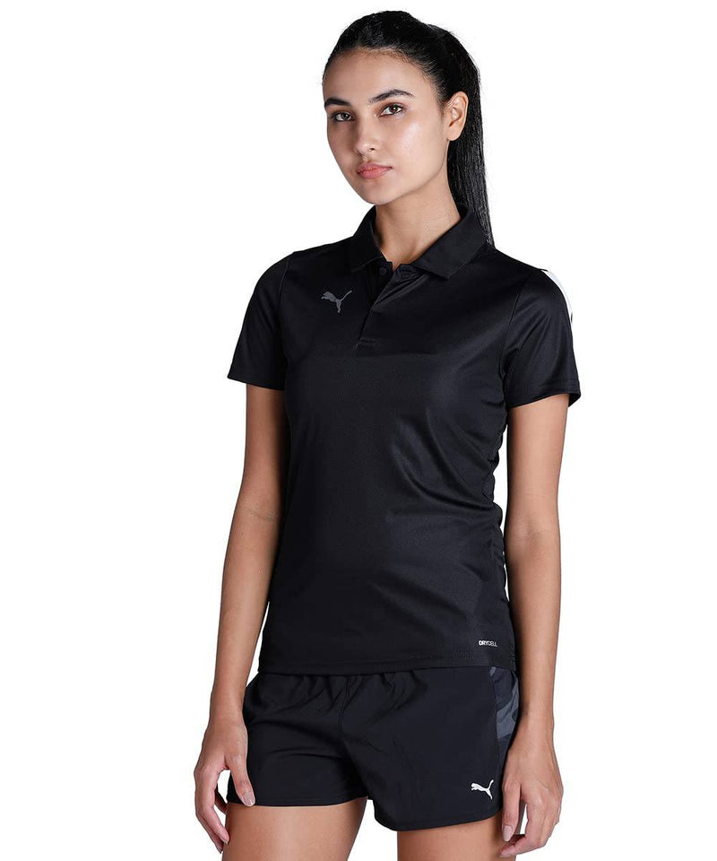 PUMA Women's teamLIGA Sideline Polo W Shirt, Puma Black-puma White, size: S - Golf Gift