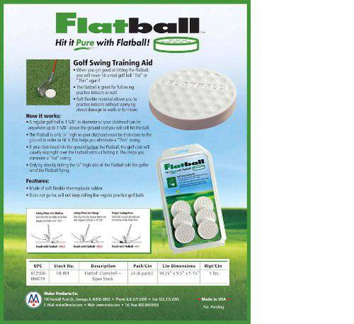 IZZO Golf Flatball Swing Training Aid,FB-401,White,6 X 6 - Golf Gift