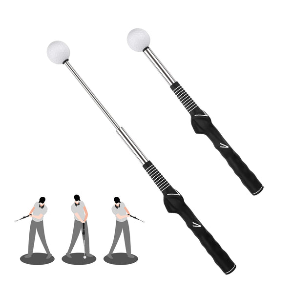 Retractable Golf Training Aid, Practical Swing Trainer Portable Golf Grip Training Aid Stretchable Golf Alignment Sticks for Indoor Practice Warm-up Tempo Chipping Hitting Training (Black) - Golf Gift