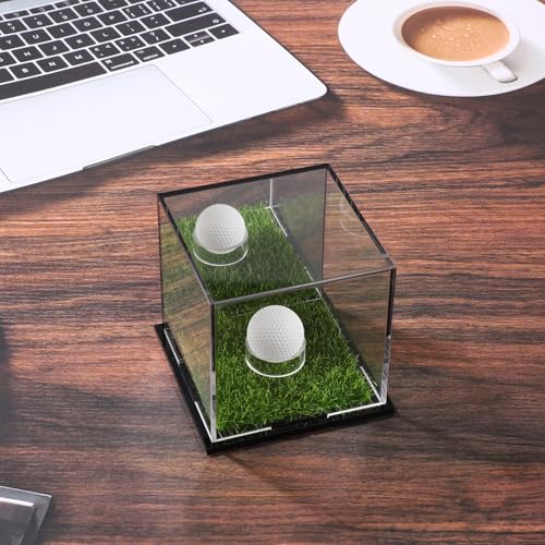 Golf Ball Display Case Single, 3.82x3.54x3.54in Golf Ball Square Display Case Small Golf Ball Case Holder Souvenir Case Stand Hole-In-One Acrylic Golf Ball Display Case for Golf Memorabilia - Golf Gift