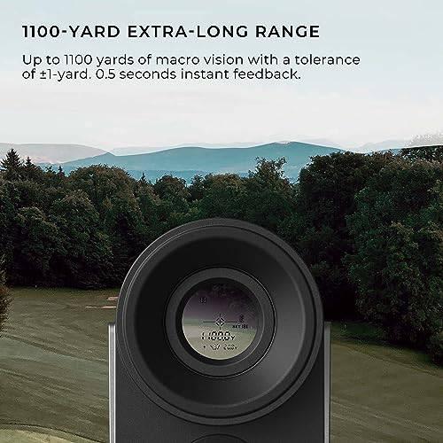 HOTO Rechargeable Golf Rangefinder, 1100 Yards Range Finder for Hunting with Slope & Flag-Lock, 6X Magnification, 0.5S Measure, ±1yard Accuracy, M/Yard Unit Switching, USB-C Charging - Golf Gift