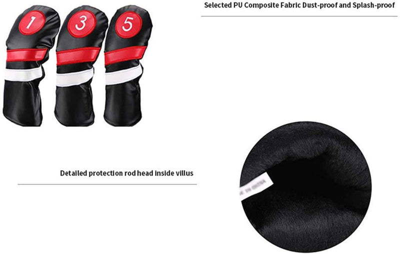 PU Golf Club Head Covers Waterproof Golf Driver 1 3 5 Fairway Wood Head Covers Dust-proof Golf Club Protector Headcovers Soft Long Neck Golf Iron Head Cover for Golf Club All Fairway & Driver Clubs - Golf Gift