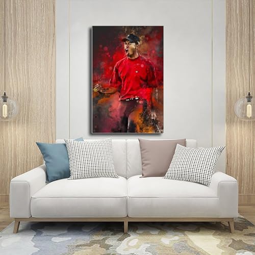 FISH DRAGATE Tiger Woods 5 Canvas Poster Wall Art Decor Print Picture Paintings for Living Room Bedroom Decoration Unframe-style 12x18inch(30x45cm) - Golf Gift