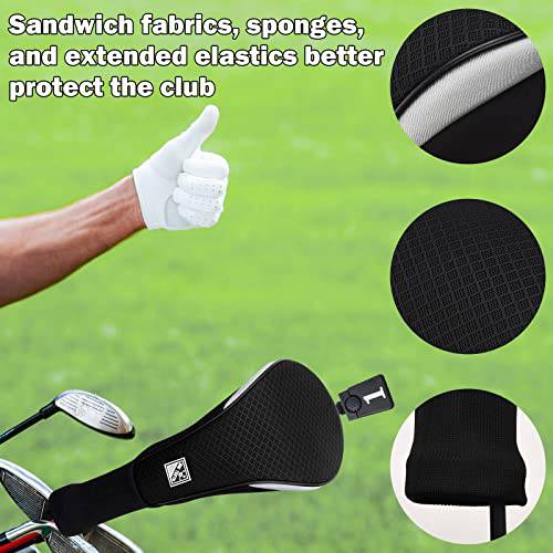 Big Teeth Golf Club Head covers for Driver 460CC DR Long Neck Balck Meshy Knit - Golf Gift