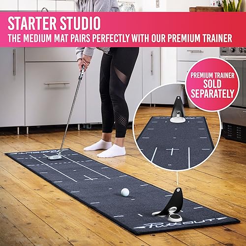 PuttOut Pro Golf Putting Mat - Perfect Your Putting, Grey, 240 x 50 cm - Golf Gift