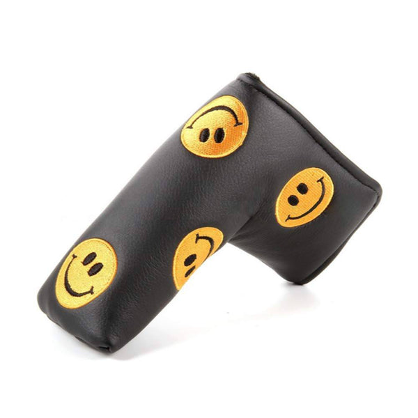 FLTRADE Smile Face LIMITED EDITION Golf Blade Putter Covers Head cover for Scotty Cameron Odyssey Callaway Taylormade Titleist Ping Mizuno Cobra,Black/yellow - Golf Gift