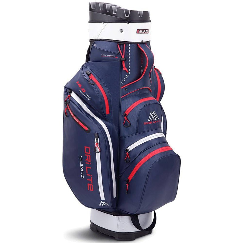 BIG MAX 2024 DRILITE SILENCIO 2 GOLF CART TROLLEY BAG - NAVY / SILVER / RED - Golf Gift