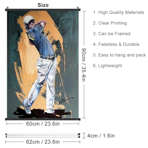 QINSCX Rory McIlroy Art Poster Decorative Painting Canvas Wall Painting Poster Home Bedroom Decoration Black Axis With Solid Frame Style 24x36inch(60x90cm) - Golf Gift