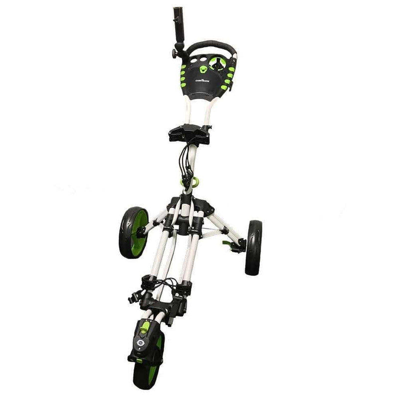 Caddymatic Golf 360° SwivelEase 3 Wheel Folding Golf Trolley (White/Green) - Golf Gift