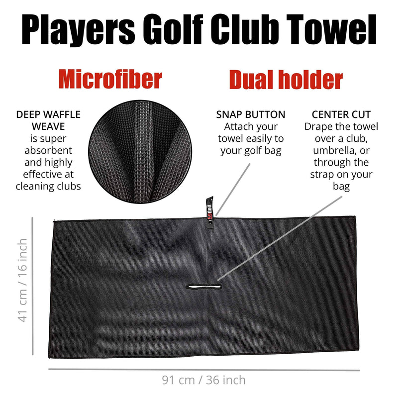 59Golf - Golf club cleaning kit : foaming golf club brush with water/soap tank + golf club towel + golf ball towel + magnetic keychain… (Black Towels)