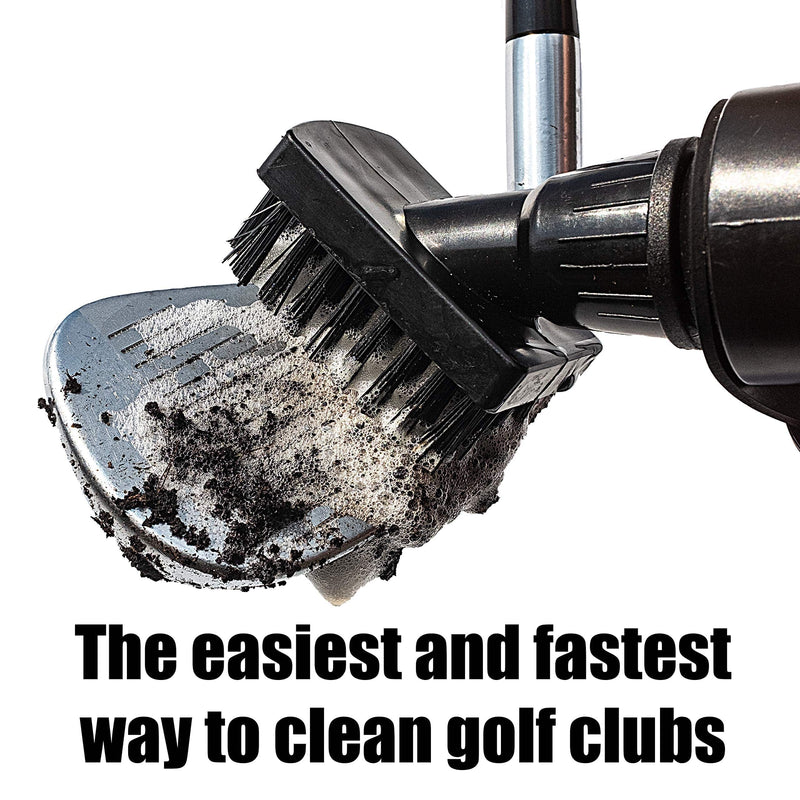 59Golf - Golf club cleaning kit : foaming golf club brush with water/soap tank + golf club towel + golf ball towel + magnetic keychain… (Black Towels)