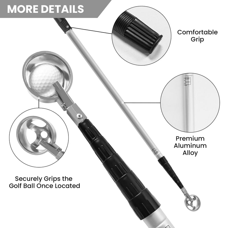 Golf Ball Retriever Telescopic Pick up Scoop 9/12/15/18 Feet Available 1 Pc，Golf Ball Retriever Picker Stainless Steel Shaft Retracted Length with Locking Scoop Portable Durable Deluxe (18) - Golf Gift