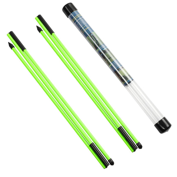 Rhino Valley Golf Alignment Sticks - 2 Pack Collapsible Golf Practice Rods for Aiming, Putting, Full Swing Trainer, Posture Corrector with Clear Tube Case, Portable Golf Training Equipment, Green - Golf Gift