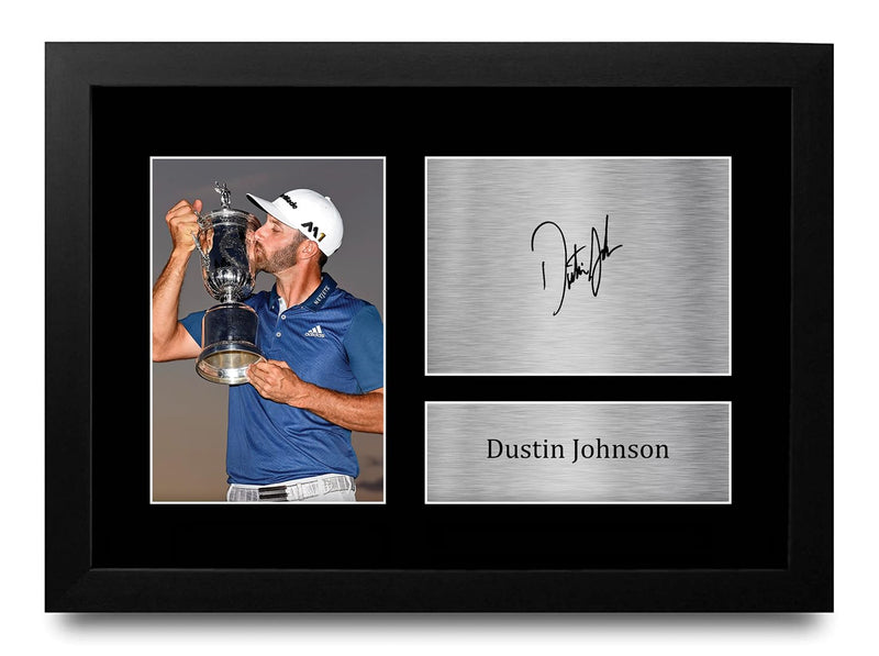 HWC Trading FR A4 Dustin Johnson Gifts Printed Signed Autograph Picture for Golf Memorabilia Fans - A4 Framed - Golf Gift