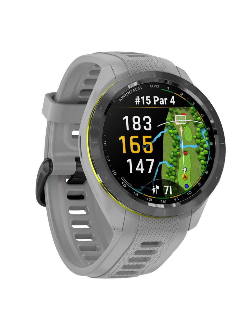 Garmin Approach S70-42 MM Black Ceramic Bezel with Silicone Strap Powder Grey - Golf Gift