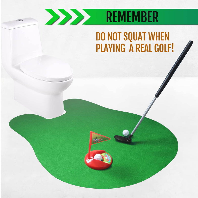 NOVELTY PLACE Toilet Golf Game Set - Practice Mini Golf in Any Restroom/Bathroom - Great Toilet Time Funny Gag Gifts for Golfer - Golf Gift