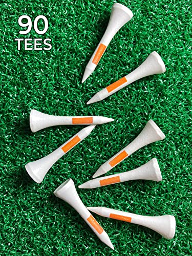 PTS Men's Wooden Pride Professional Tee System Mini Tee 1 2 Inch 90 Count White , ORANGE, 38 mm UK - Golf Gift