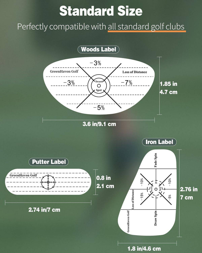 Uniclife 300 Pcs Golf Impact Tape Labels Golf Club Impact Stickers for Woods Irons Putters Self-Teaching Sweet Spot Analysis Golf Training Aids for Swing Practice(Only For Right-Handed Golfers) - Golf Gift