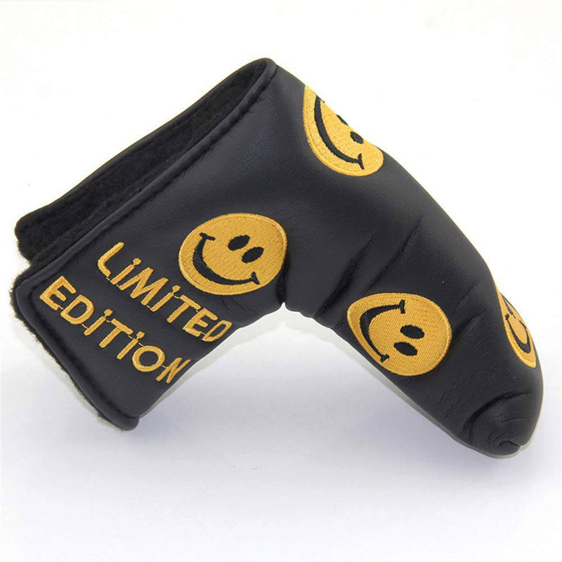 FLTRADE Smile Face LIMITED EDITION Golf Blade Putter Covers Head cover for Scotty Cameron Odyssey Callaway Taylormade Titleist Ping Mizuno Cobra,Black/yellow - Golf Gift