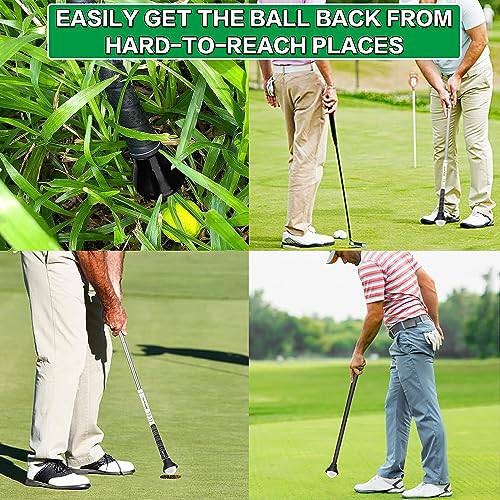 FINGER TEN Golf Ball Retriever Suction Cup Picker Grip Pick Up Tool Value 4 Pack, Golf Ball Retriever Sucker Grabber Back Saver Put On Putter Grip for Golfers (4 Pack Rubber Golf Ball Suction Cup) - Golf Gift