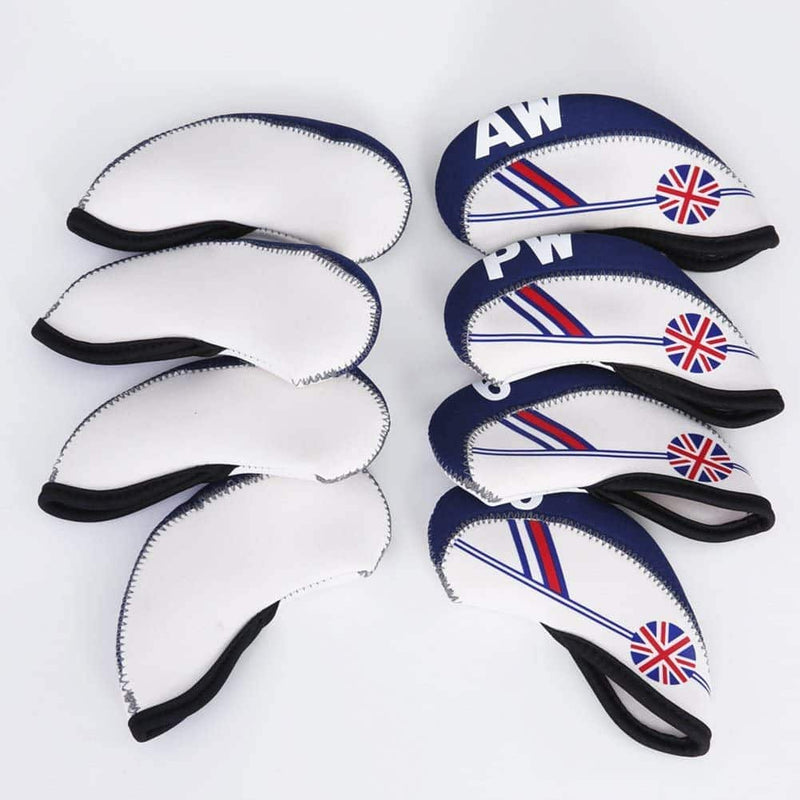 Zivisk Golf Iron Head covers 10pcs UK Union Jack Flag Patterned Neoprene Golf Club covers - Golf Gift