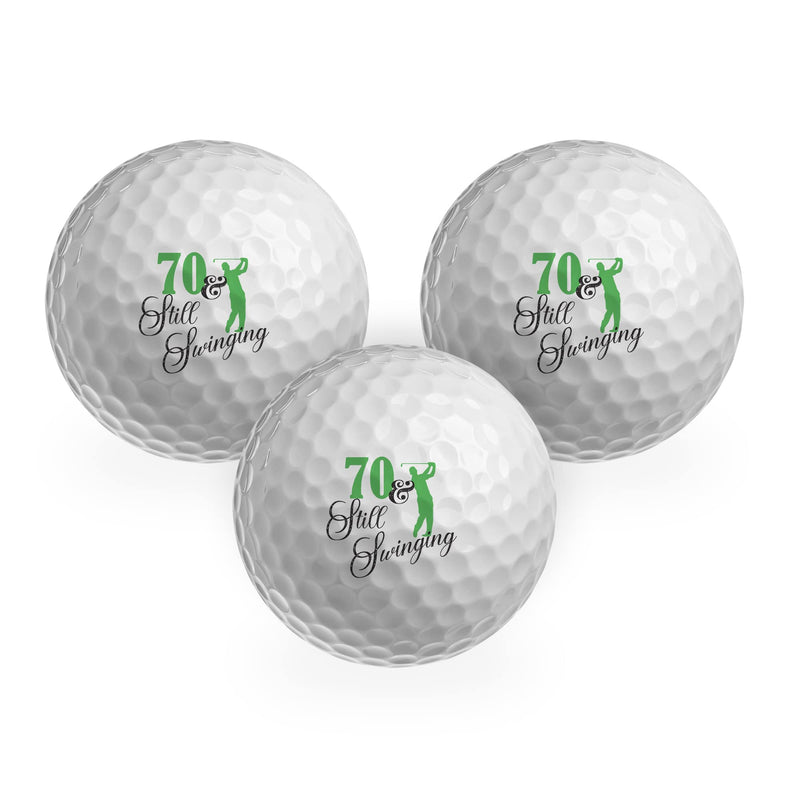 DV DESIGN 3 x Golf Balls - 70 & Still Swinging Seventy 70th Birthday Joke Funny Age Golfing Club Sport Husband Dad Brother Friend Men Gift