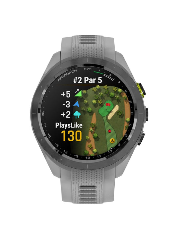 Garmin Approach S70-42 MM Black Ceramic Bezel with Silicone Strap Powder Grey - Golf Gift