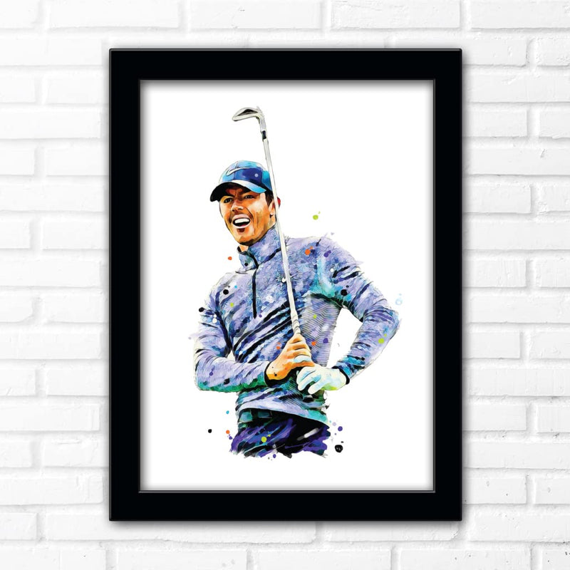 RORY MCILROY | GOLF | HAND DRAWN FRAMED ILLUSTRATION PRINT POSTER - Golf Gift