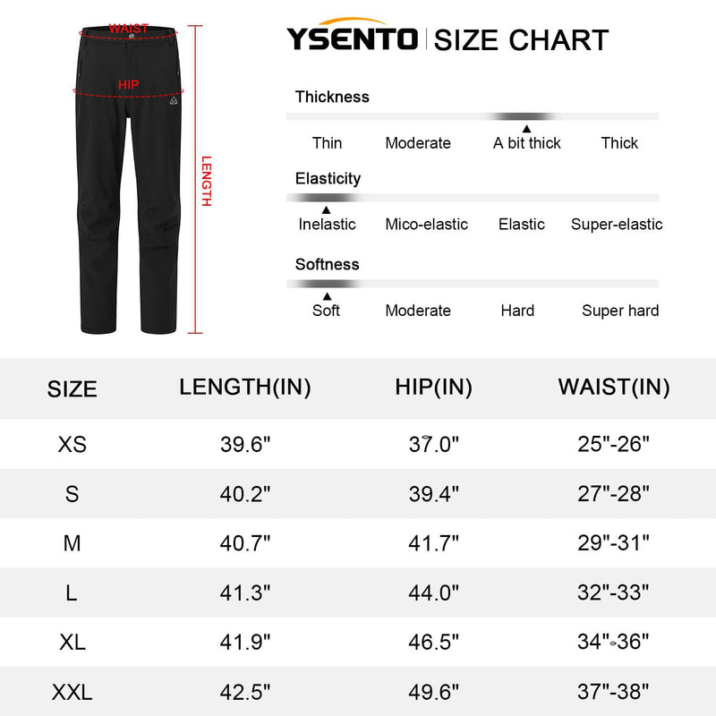 YSENTO Womens Waterproof Walking Fleece Lined Trousers Winter Thermal Softshell Ski Hiking Outdoor Trousers(Black,M) - Golf Gift