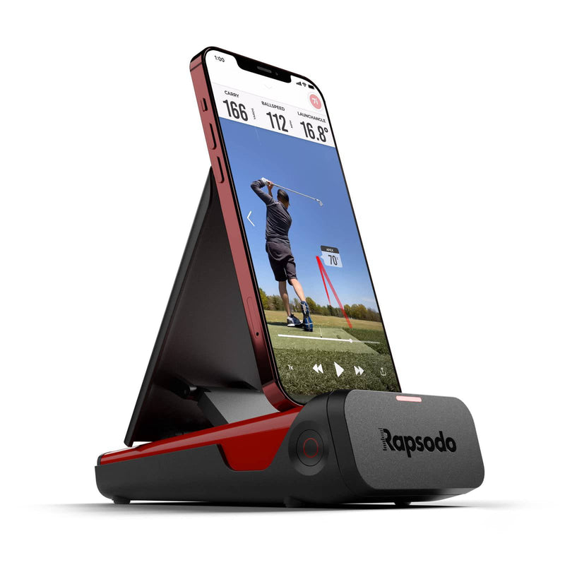 Rapsodo Mobile Launch Monitor for Golf Indoor and Outdoor Use with GPS Satellite View and Professional Level Accuracy, iPhone & iPad Only, Black / Red - Golf Gift