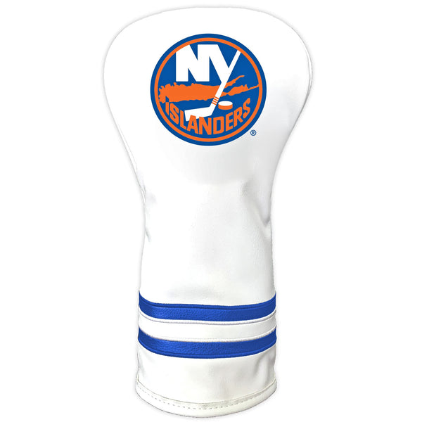 Team Golf NHL New York Islanders White Vintage Driver Head Cover White Vintage Driver Golf Club Headcover, Form Fitting Design, Retro Design - Golf Gift