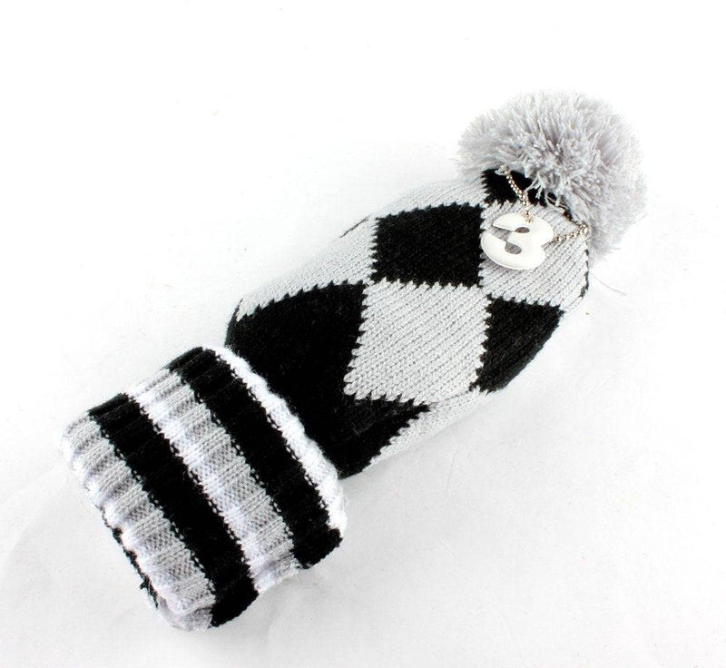 Big Teeth Knitted Golf Club Head Covers 3 Pcs/Set 1 3 5 Driver 460cc & Fairway Woods Headcovers Cute Pom Pom (grey) - Golf Gift