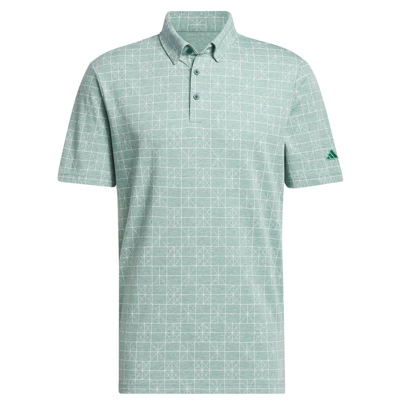 adidas Golf Mens Go to Novelty Printed Polo Shirt - Core Green - XL - Golf Gift