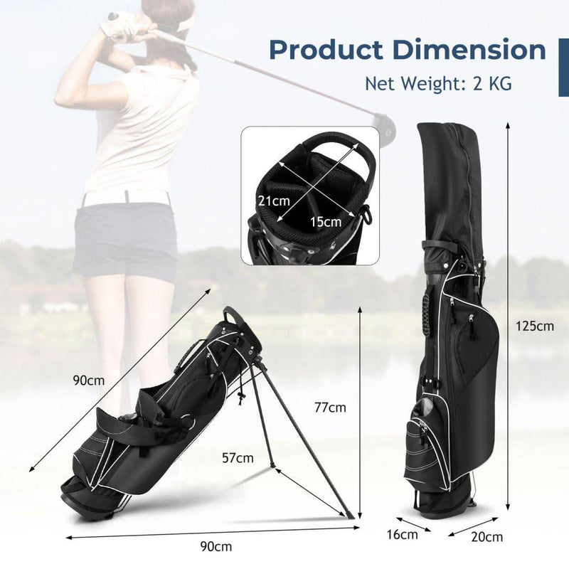 SPOTRAVEL Golf Stand Bag, Lightweight Golf Clubs Storage Bags with Adjustable Dual-Strap, 4-Way Top Divider & Foldable Bracket, Waterproof Golf Trolley Bag for Adults (Black) - Golf Gift