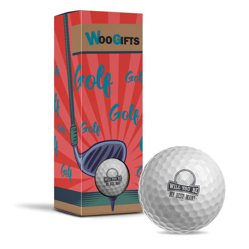 DV DESIGN 3 x Golf Balls - Will You Be My Best Man? Groomsman Reveal Golfing Golfer Fan Sport Wedding Marriage Groomsmen Friend Men Gift